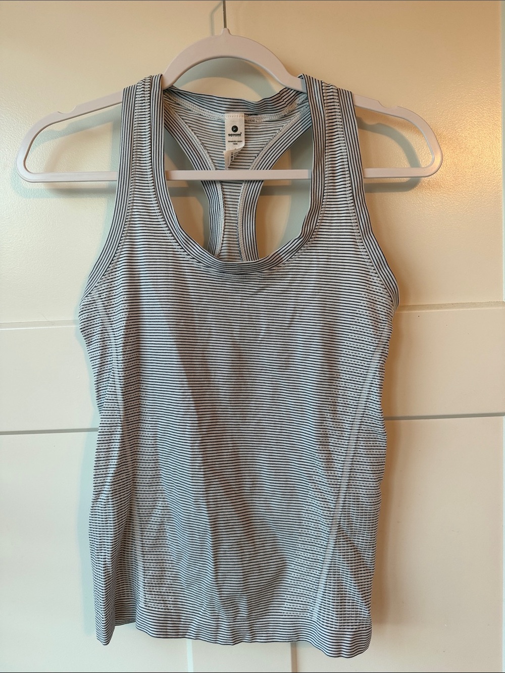 90 Degree By Reflex black & White Striped Racerback Tank